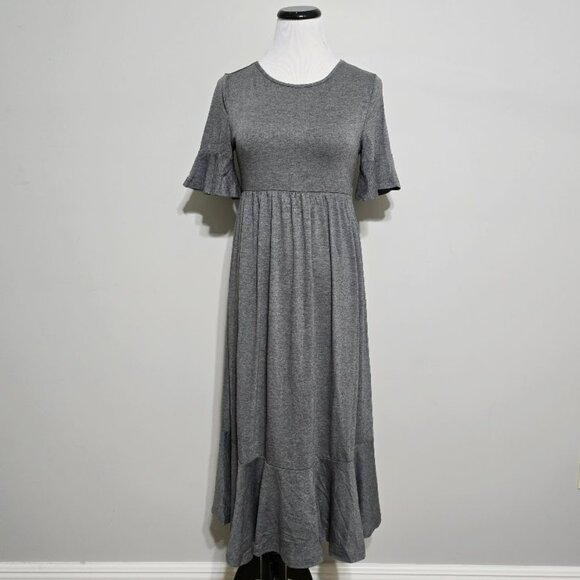 New Emery Rose S Midi Dress Cottagecore Boho Tiered Flounce Ruffle Bell Sleeve - Picture 6 of 13